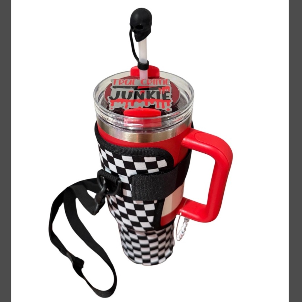 True Crime Junkie Checkered Stanley Tumbler Accessories Bundle